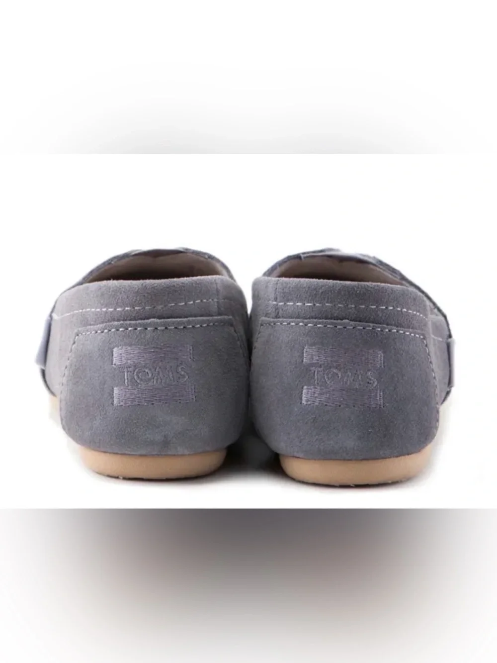 TOMS Grey Suede Tribal Geometric Embroidered Alpargata Moccasins Womens size 8